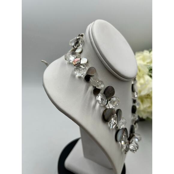 Carroll Dorsey Bejewel Designer Sterling Crystal MOP Graduated Necklace - Picture 7 of 13